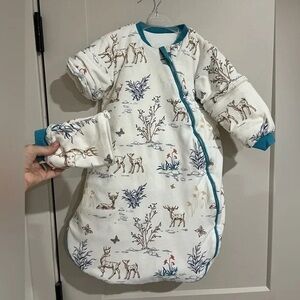 Kids Pajamas with Deer Print - White and Blue
